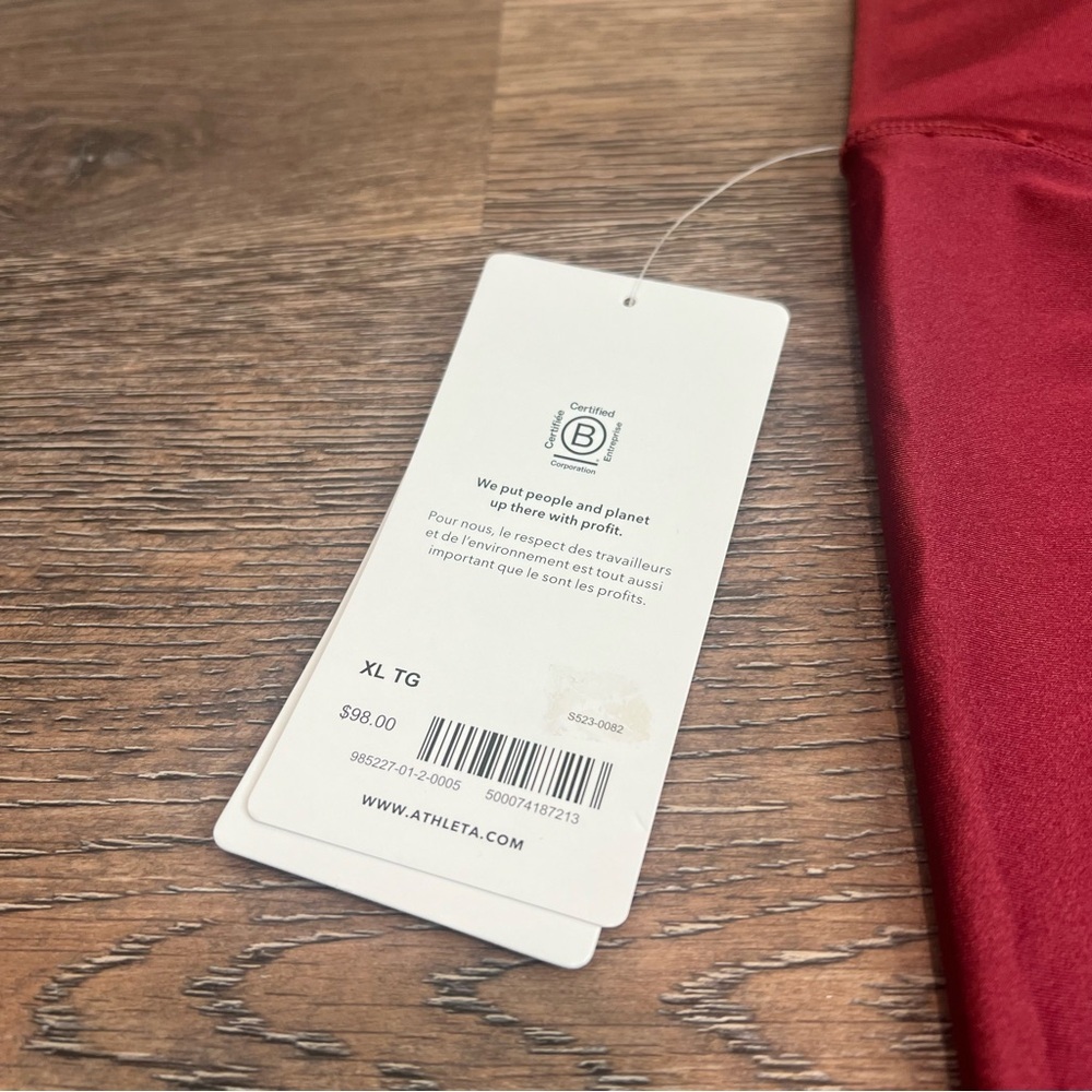 NWT Athleta Elation Shine Tight Leggings XL Red High Rise Athletic Yoga Pants - Picture 6 of 9